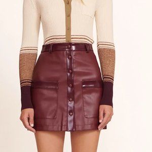 STAUD PAPER SKIRT | PLUM VEGAN LEATHER (NWT)